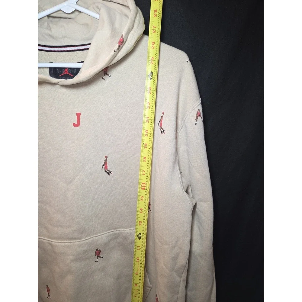Air Jordan Men's MJ All Over Print‎ Pullover Hoodie Sweatshirt Beige Size Medium
